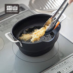 Shimoyama Iron Deep Tempura Frying Pot Lid & Strainer Set
