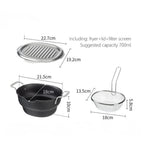 Shimoyama Iron Deep Tempura Frying Pot Lid & Strainer Set