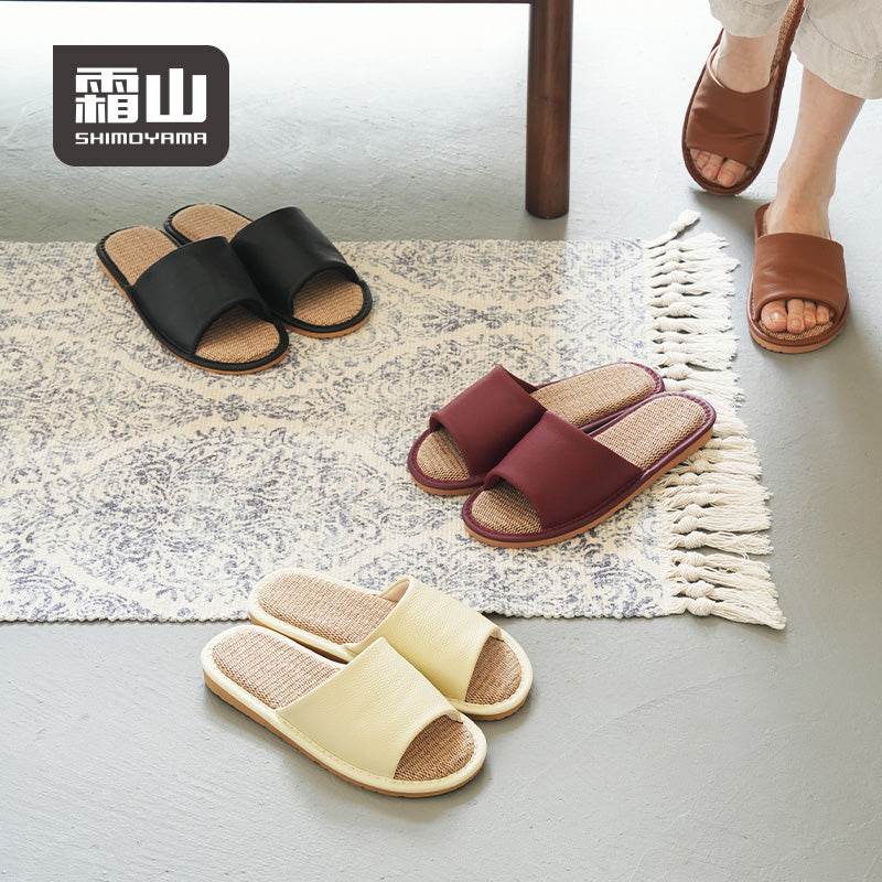 Shimoyama Leather Linen Slippers