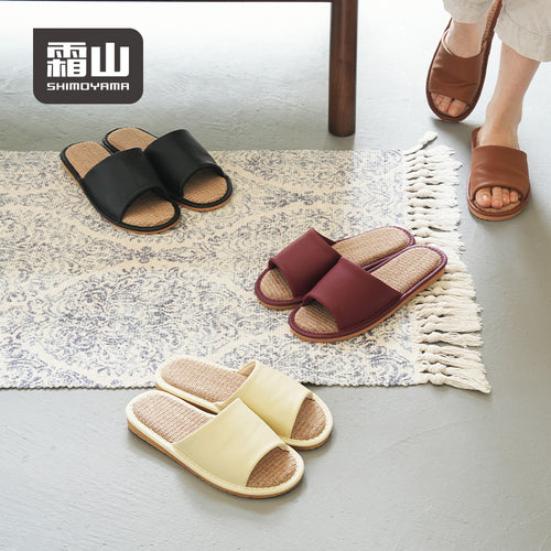 Shimoyama Leather Linen Slippers