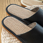 Shimoyama Leather Linen Slippers