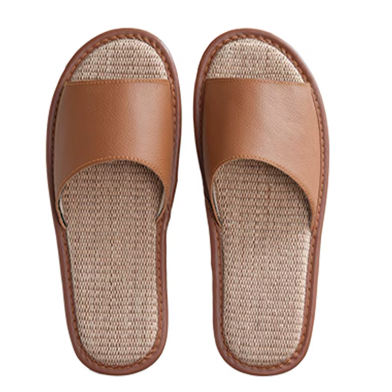 Shimoyama Leather Linen Slippers