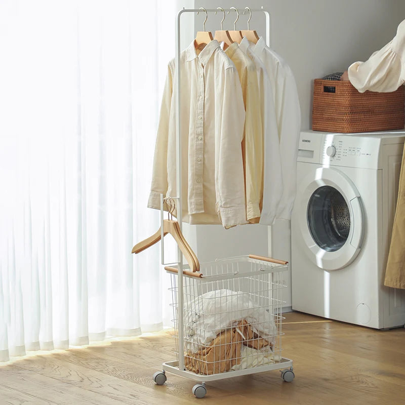 Shimoyama Movable Clothing Hanging Rack Shelf with Wheels