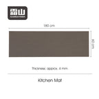 Dimensions diagram for 180x60cm Shimoyama khaki kitchen mat showing 4mm thickness