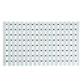 Flat lay of grey ribbed bath mat with black TPE anti-slip strips on white background