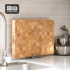 Vertical view of Shimoyama pine block construction chopping board
