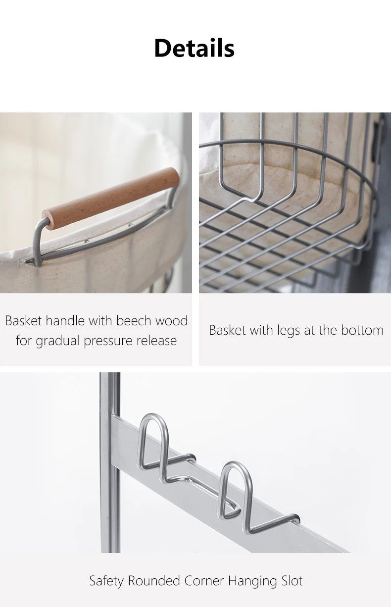 Shimoyama Stainless Steel 2 Tier Laundry Basket Trolley