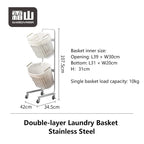 Shimoyama Stainless Steel 2 Tier Laundry Basket Trolley