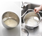 Shimoyama Stainless Steel 3 Way Rice Strainer Washing Bowl 22.5cm