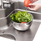 Shimoyama Stainless Steel 3 Way Rice Strainer Washing Bowl 22.5cm