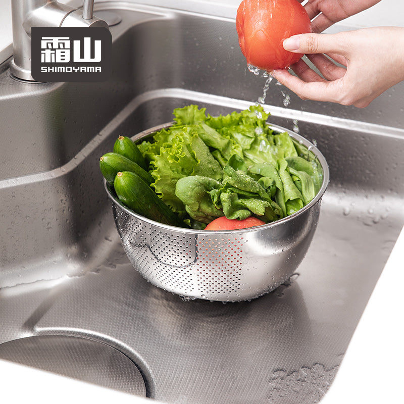 Shimoyama Stainless Steel 3 Way Rice Strainer Washing Bowl 22.5cm