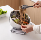Shimoyama Stainless Steel 3 Way Rice Strainer Washing Bowl 22.5cm