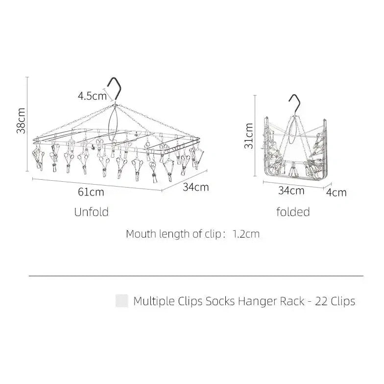 Shimoyama Stainless Steel Foldable Laundry Hanger 22 Pegs