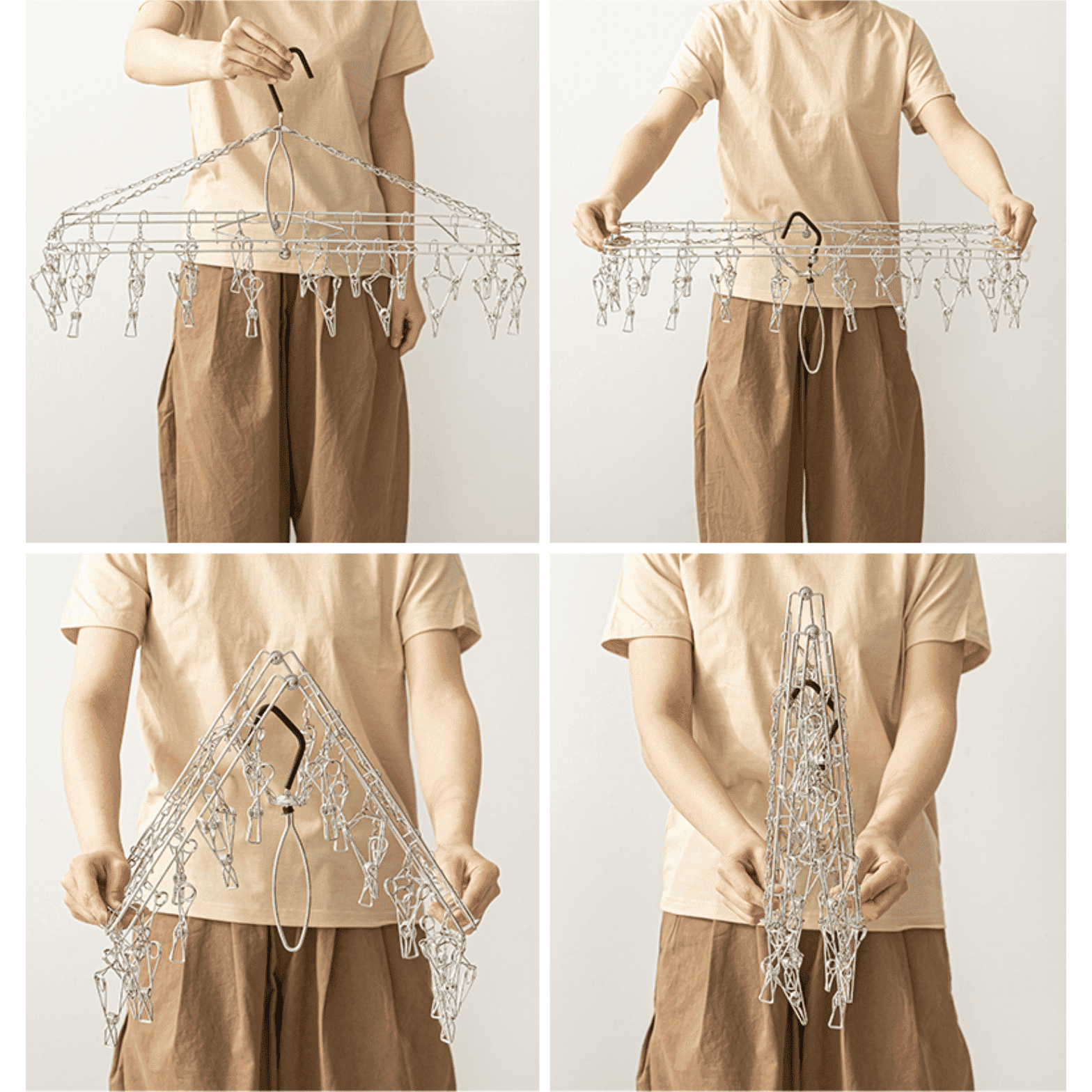 Shimoyama Stainless Steel Foldable Laundry Hanger 22 Pegs