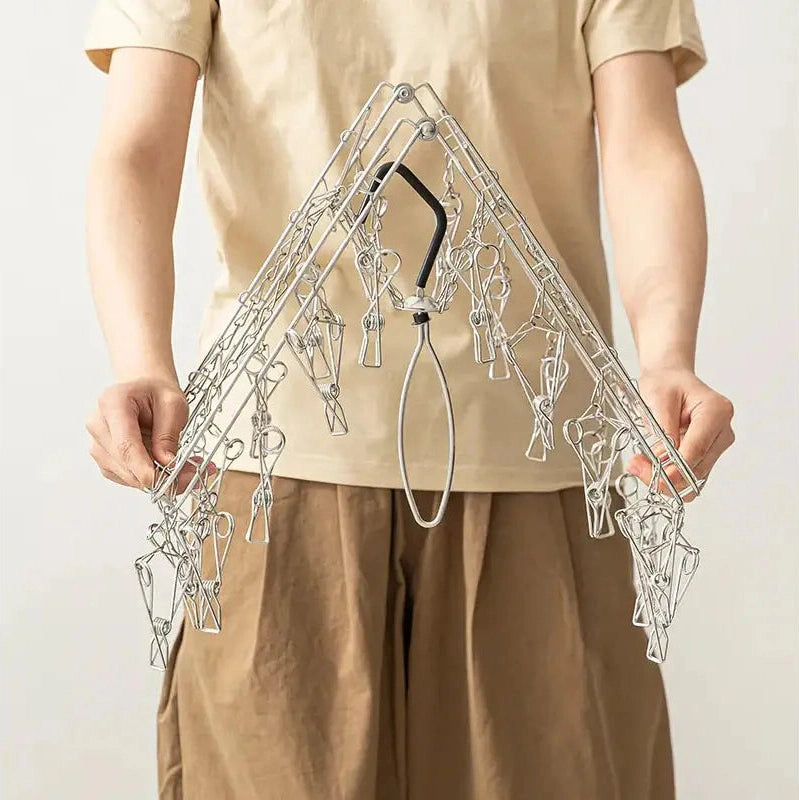 Shimoyama Stainless Steel Foldable Laundry Hanger 22 Pegs