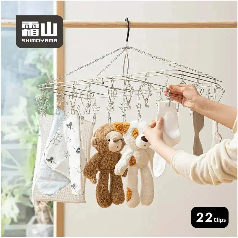 Shimoyama Stainless Steel Foldable Laundry Hanger 22 Pegs