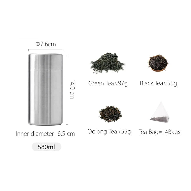 Shimoyama Stainless Steel Tea Storage Jar - 580ml