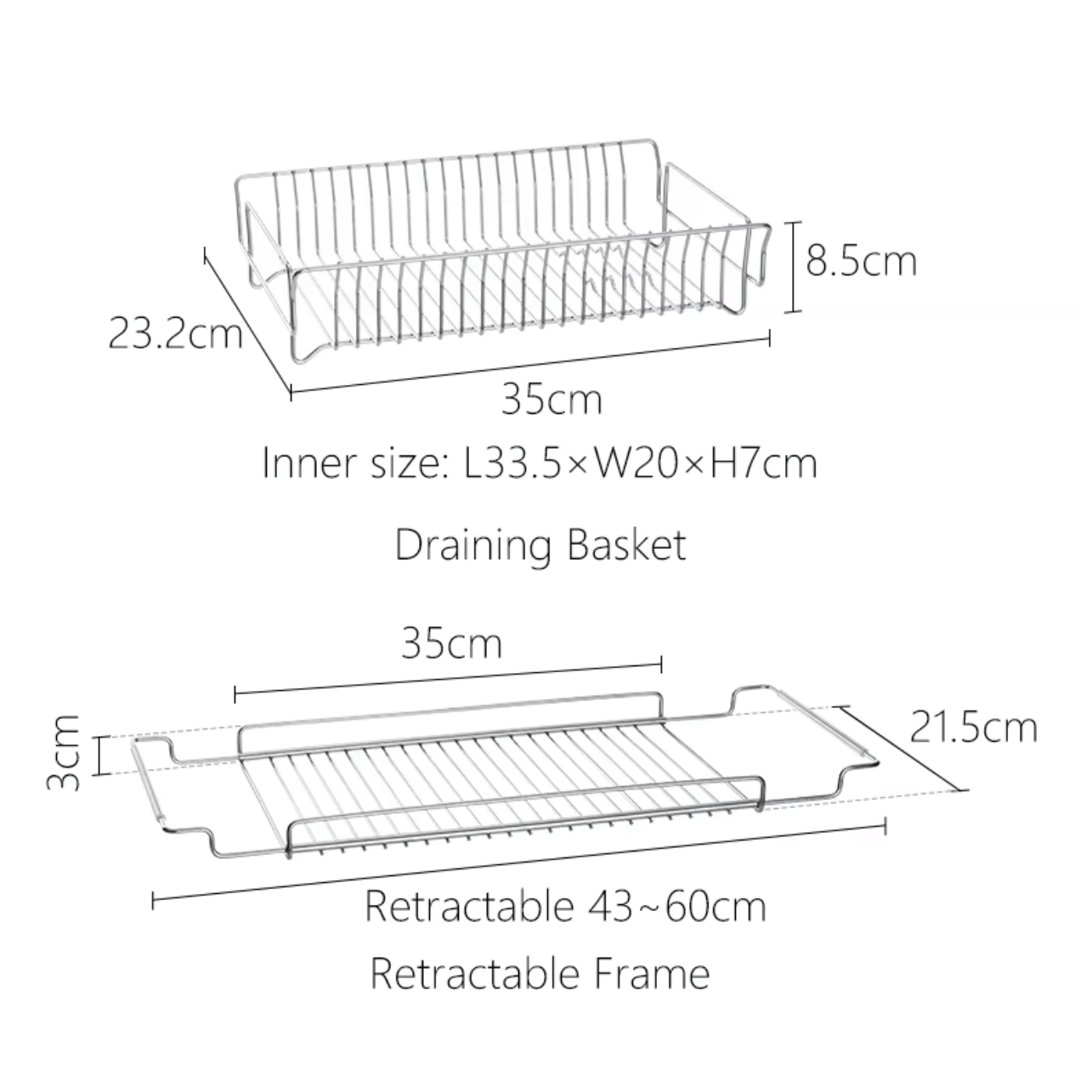 Shimoyama Stainless Steel Telescopic Dish Drying Rack Set