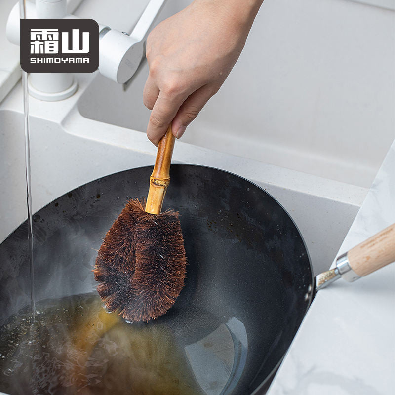 Shimoyama Tawashi Palm Cleaning Brush - Bamboo Handle 28cm