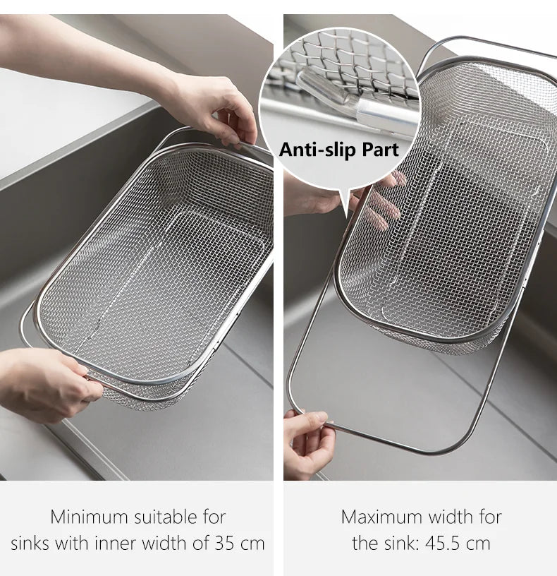 Shimoyama Telescopic Stainless Steel Draining Basket