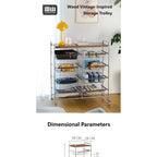 Shimoyama Walnut 4-Tier Rolling Kitchen Trolley