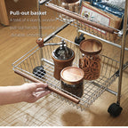 Shimoyama Walnut 4-Tier Rolling Kitchen Trolley