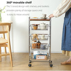Shimoyama Walnut 4-Tier Rolling Kitchen Trolley