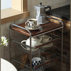 Shimoyama Walnut 4-Tier Rolling Kitchen Trolley
