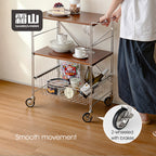 Shimoyama Walnut 3-Tier Rolling Trolley