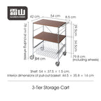 Shimoyama Walnut 3-Tier Rolling Trolley