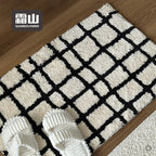 Shimoyama White Black Grid Floor Mat - 48x76cm