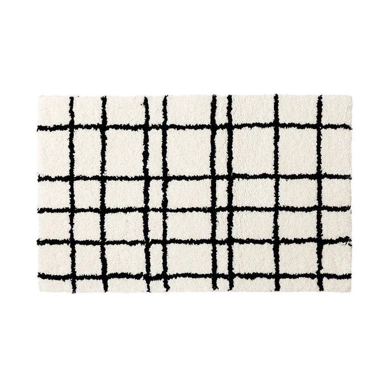 Shimoyama White Black Grid Floor Mat - 48x76cm
