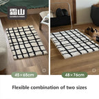 Shimoyama White Black Grid Floor Mat - 48x76cm