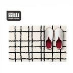 Shimoyama White Black Grid Floor Mat - 48x76cm