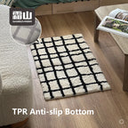 Shimoyama White Black Grid Floor Mat - 48x76cm