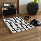 Shimoyama White Black Grid Floor Mat - 48x76cm
