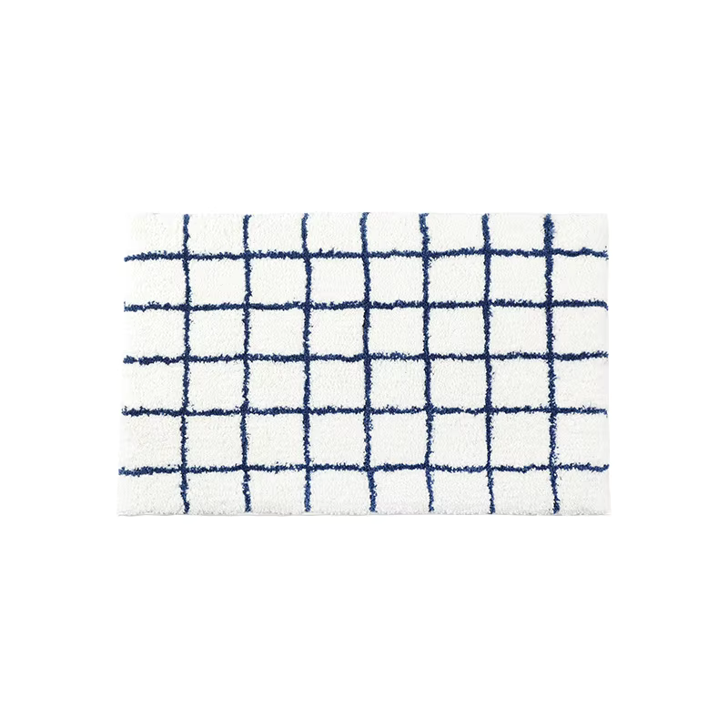 Shimoyama White Grid Floor Mat - 48x76cm