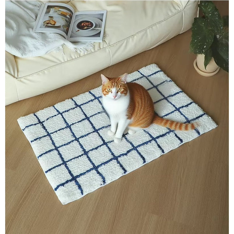 Shimoyama White Grid Floor Mat - 48x76cm