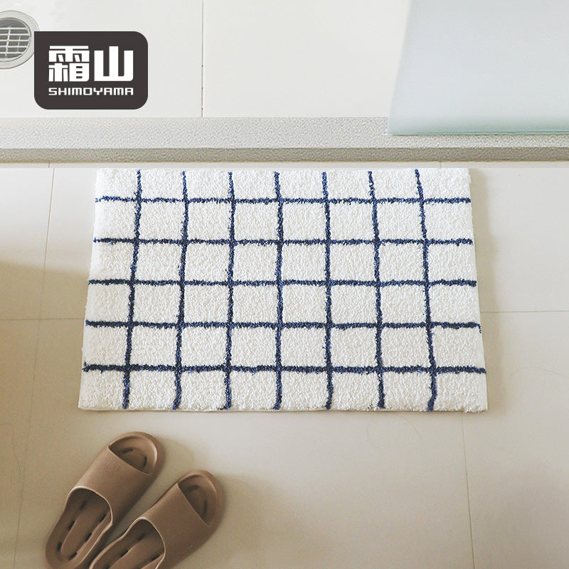 Shimoyama White Grid Floor Mat - 48x76cm