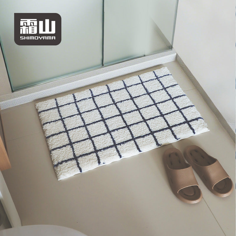 Shimoyama White Grid Floor Mat - 48x76cm