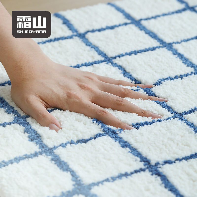 Shimoyama White Grid Floor Mat - 48x76cm
