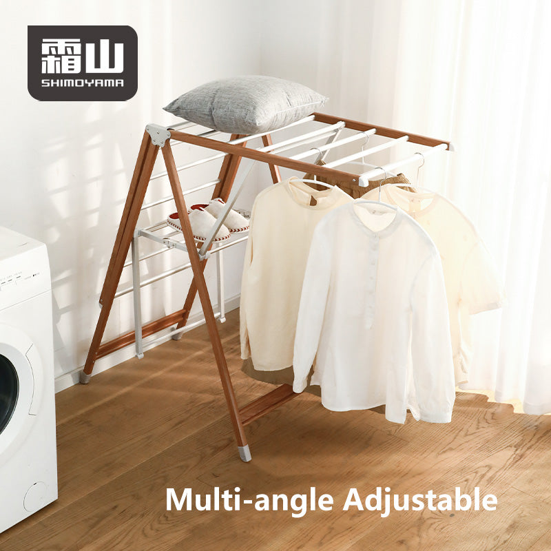 Shimoyama Wing Folding Clothes Drying Rack - Faux Wood -L