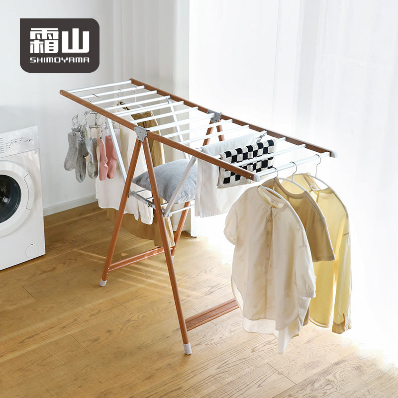 Shimoyama Wing Folding Clothes Drying Rack - Faux Wood -L