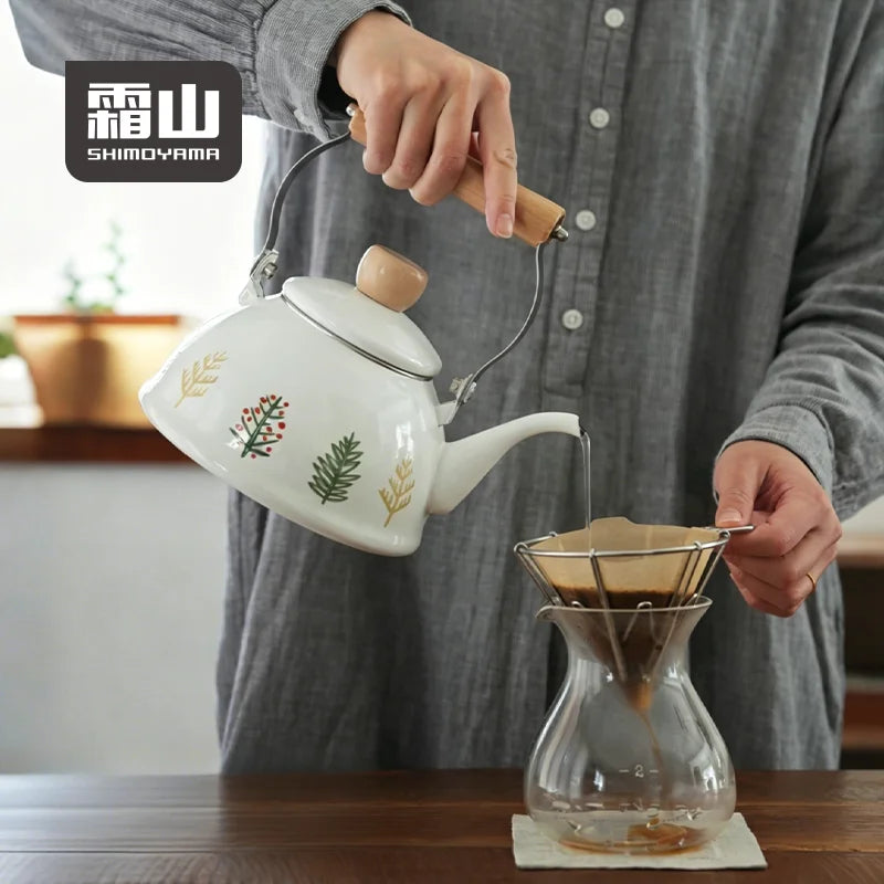 Shimoyama Woodland Enamel Kettle 1.5L