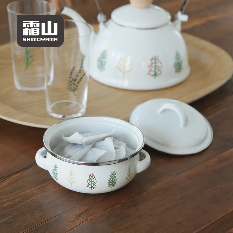 Shimoyama Woodland Enamel Mini Pot with Lid 12cm