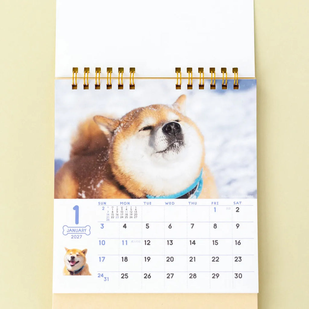 January page of the Walk with Shiba Inu Maru Desk Calendar 2027