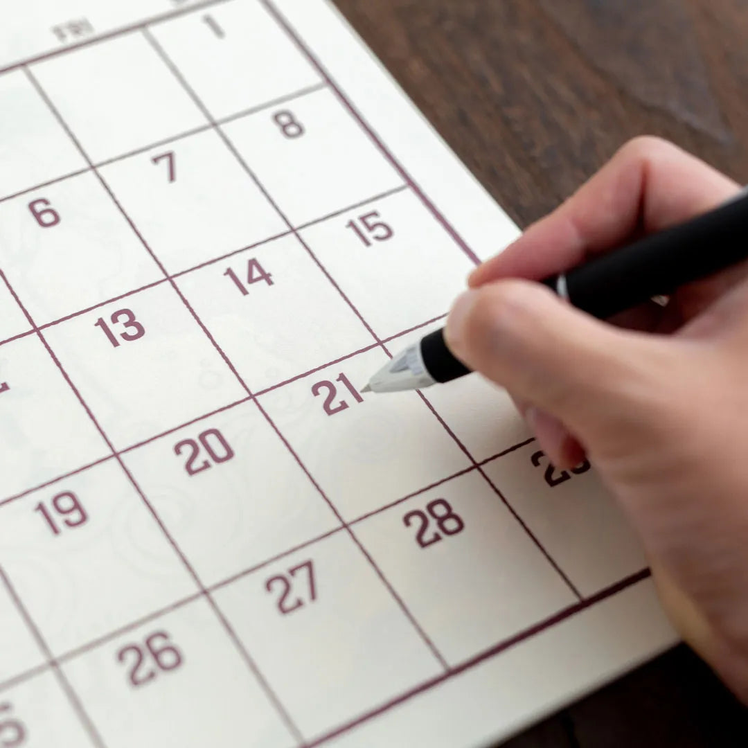 Hand writing in the memo space of the ob1toy LP Wall Calendar 2027