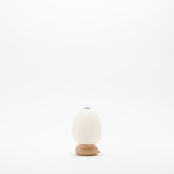 Shiraki Cocolan Mame Chochin Egg paper lantern with ribbed washi shade and beech wood base