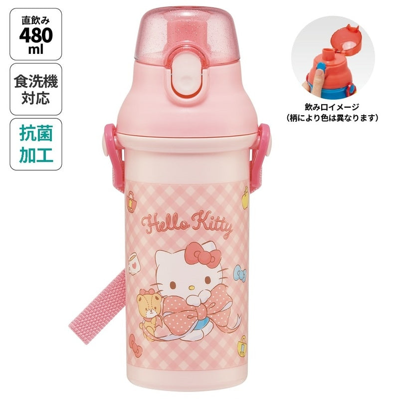 Skater Hello Kitty Big Ribbon One Touch Drink Bottle 480ml