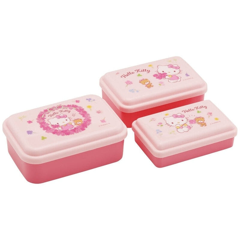 Skater Hello Kitty Floral Wreath Sealed Lunch Box Set 3pcs